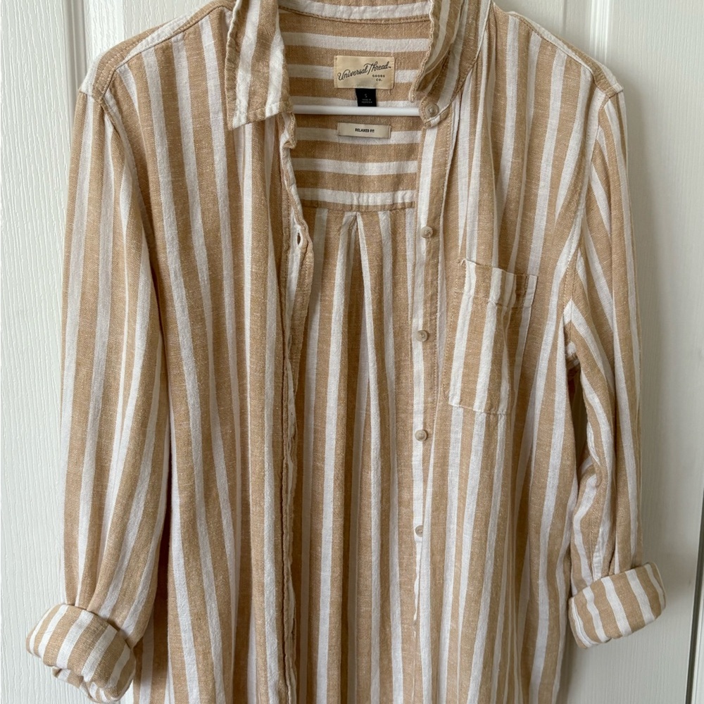 Universal Thread Beige and White Striped Shirt